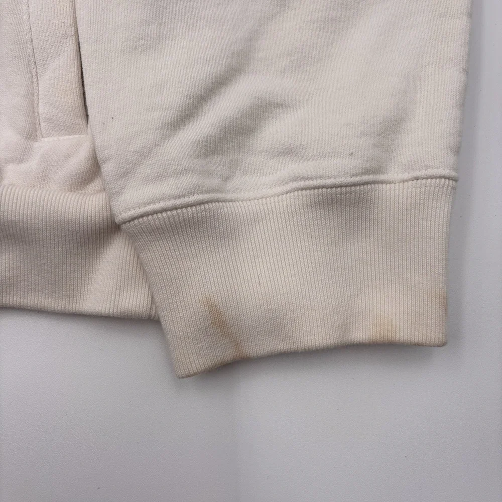 Gucci Web Stripe Zip Up Hoodie Mens Large Beige Off White Cotton Italy Authentic